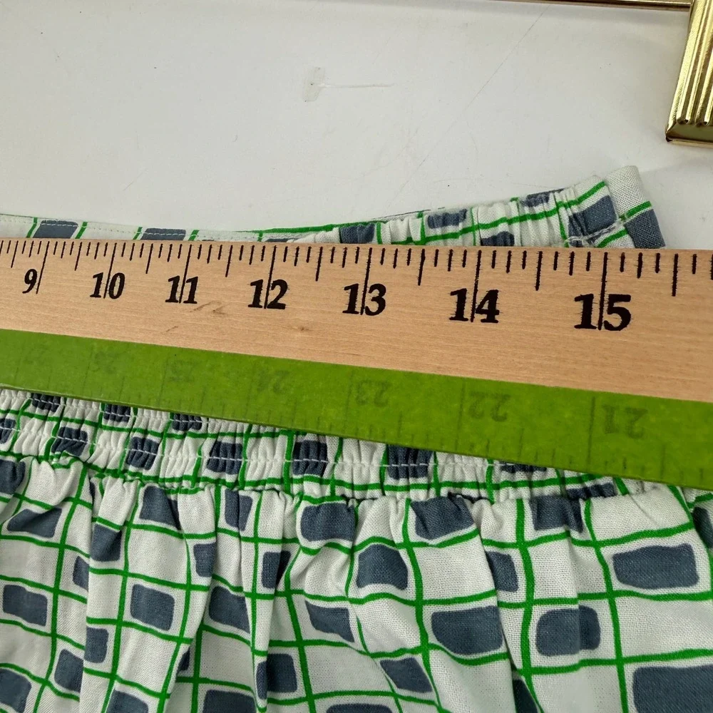 Hurley Mini Skirt Womens XL Blue Green NEW Geometric Smocked Back Logo Cool